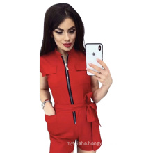 Fashion europe style low price autumn short sleeve suit one piece design women jumpsuits and rompers